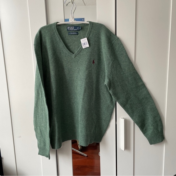 Ralph Lauren Other - POLO Ralph Lauren Men’s Green Heather Lambswool V Neck Sweater NWT